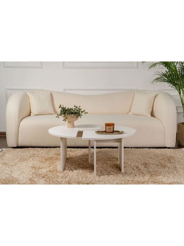 Scandinavia Concept Set van twee bijzettafels "Moira" wit - (H)41 x Ø 90 cm