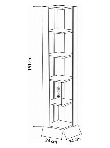 Scandinavia Concept Bücherregal "Nati Corner" in Taupe - (B)31,8 x (H)160,8 x (T)31,8 cm