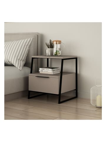 Scandinavia Concept Nachttisch in Beige/ Schwarz - (B)45 x (H)50 x (T)40 cm