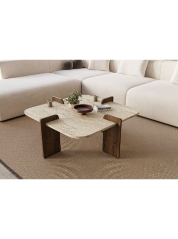 Scandinavia Concept Couchtisch in Beige/ Braun - (B)90 x (H)35 x (T)90 cm