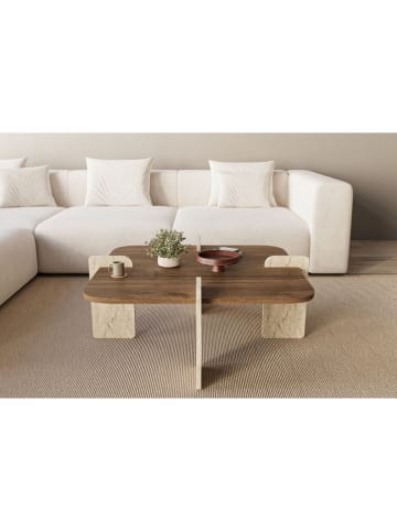 Scandinavia Concept Couchtisch in Braun/ Beige - (B)90 x (H)35 x (T)90 cm