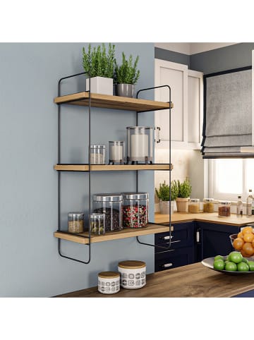 Scandinavia Concept Wandregal "Pulalis" in Kiefer/ Schwarz - (B)40 x (H)66 x (T)20 cm