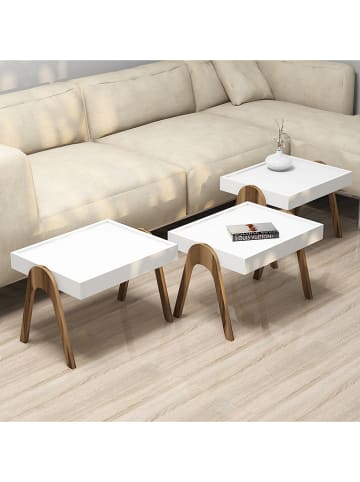 Scandinavia Concept 3-delige set: bijzettafels "Roma" walnootkleurig/wit