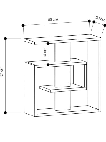 Scandinavia Concept Bijzettafel "Saly" wit/eikenkleurig - (B)55 x (H)57 x (D)20 cm