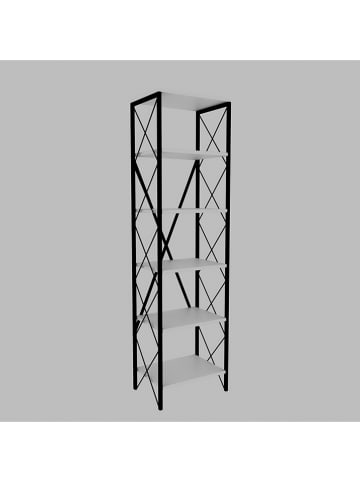 Scandinavia Concept Bücherregal "Suadiye" in Weiß/ Schwarz - (B)50 x (H)180 x (T)30 cm