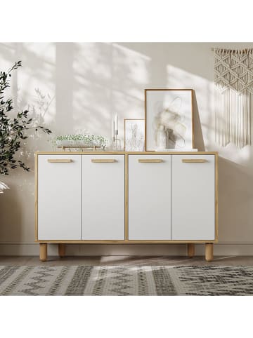 Scandinavia Concept Komoda "Venedik" w kolorze biało-jasnobrązowym - 120 x 73 x 29,6 cm