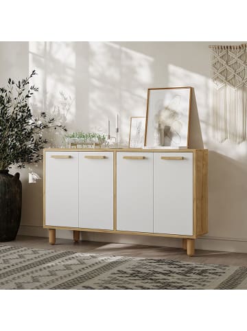 Scandinavia Concept Komoda "Venedik" w kolorze biało-jasnobrązowym - 120 x 73 x 29,6 cm