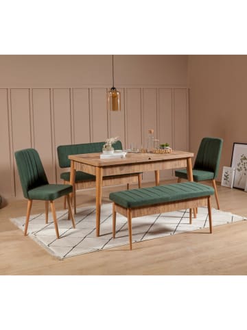 Scandinavia Concept Aufbewahrungsbank "Vina" in Grün/ Natur - (B)110 x (H)48 x (T)40 cm