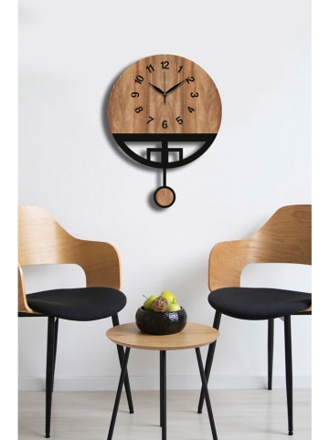 Scandinavia Concept Wanduhr in Hellbraun/ Schwarz - Ø 39 cm 