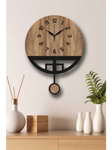 Scandinavia Concept Zegar ścienny w kolorze jasnobrązowo-czarnym - Ø 39 cm