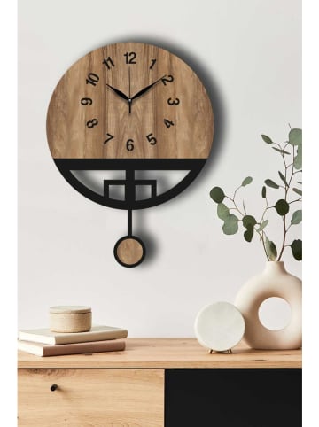 Scandinavia Concept Wanduhr in Hellbraun/ Schwarz - Ø 39 cm 