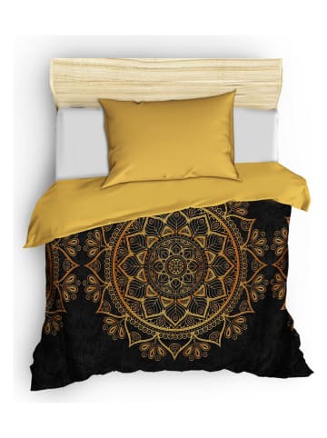 Elizabed Satijnen beddengoedset zwart/goudkleurig