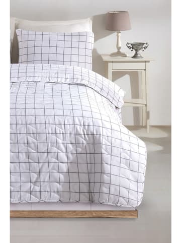 Elizabed 3tlg. Tagesdecken-Set "Artus" in Grau/ Weiß