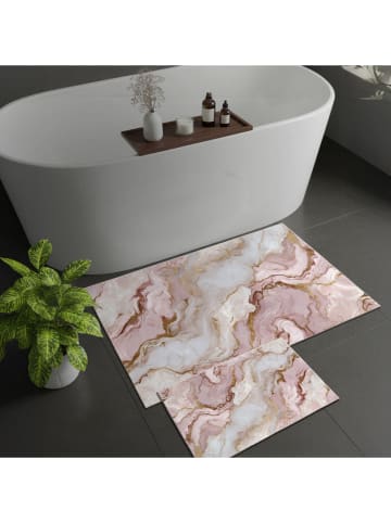 Elizabed 2er-Set: Badvorleger in Beige/ Rosa
