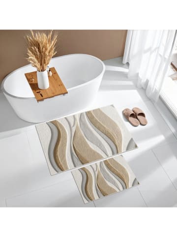 Elizabed 2-delige set: badmatten beige/grijs