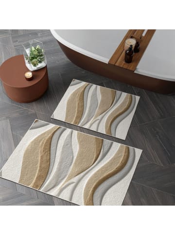 Elizabed 2er-Set: Badvorleger in Beige/ Grau