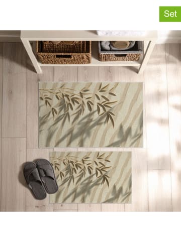 Elizabed 2er-Set: Badvorleger in Beige/ Grün