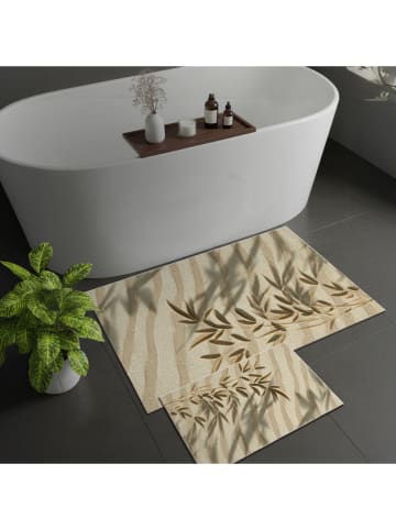 Elizabed 2-delige set: badmatten beige/groen