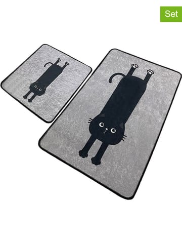 Elizabed 2-delige set: badmatten grijs/zwart