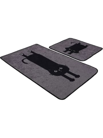 Elizabed Dywaniki łazienkowe (2 szt.) w kolorze szaro-czarnym