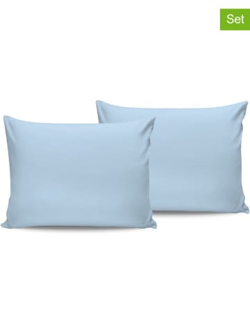 Elizabed 2er-Set: Satin-Kissenhüllen in Hellblau