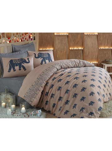 Elizabed Bettwäsche-Set "Fil" in Beige/ Blau