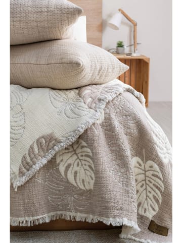 Elizabed 3tlg. Set: Bettüberwurf und Kissenhüllen in Beige