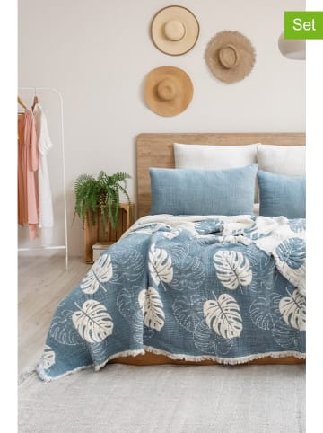 Elizabed 3-delige bedspreiset blauw