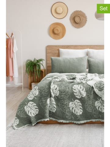 Elizabed 3-delige bedspreiset groen