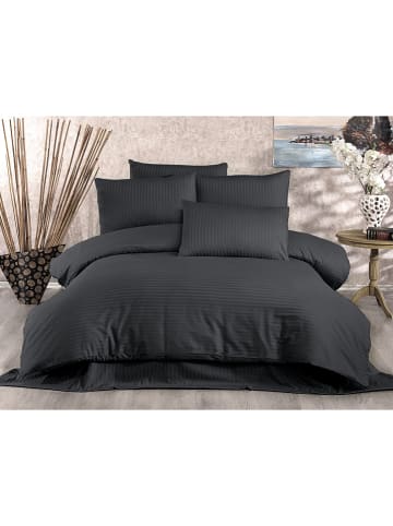 Elizabed Satin-Bettwäsche-Set "Lilyum" in Anthrazit