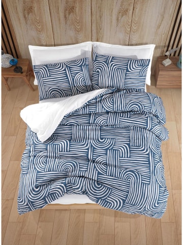 Elizabed Beddengoedset "Line Art" blauw/wit