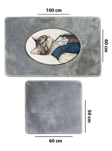 Elizabed 2er-Set: Badvorleger "Modcat" in Grau
