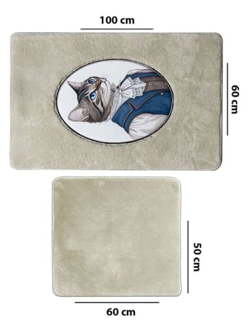 Elizabed 2er-Set: Badvorleger "Modcat" in Creme