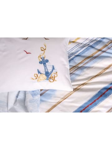 Elizabed Renforcé beddengoedset blauw/wit