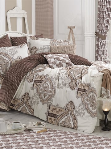 Elizabed 2-delige renforcé beddengoedset beige/bruin