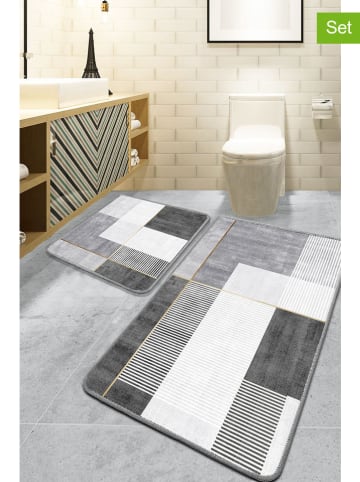 Elizabed Dywaniki łazienkowe (2 szt.) w kolorze złoto-biało-szarym