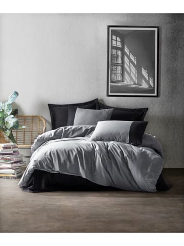 Elizabed Renforcé-Bettwäsche-Set in Grau/ Schwarz