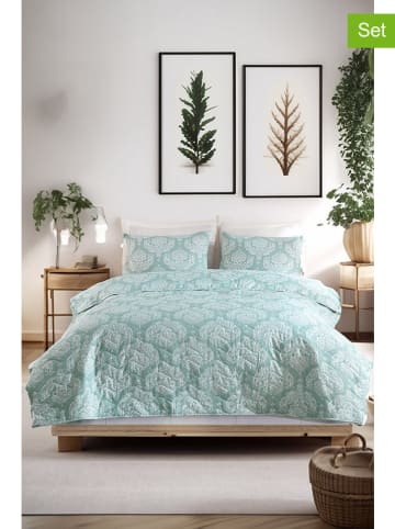 Elizabed 3-delige bedspreiset "Post" mintgroen