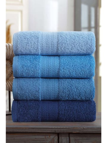 Elizabed 4-delige handdoekenset "Rainbow" blauw/donkerblauw