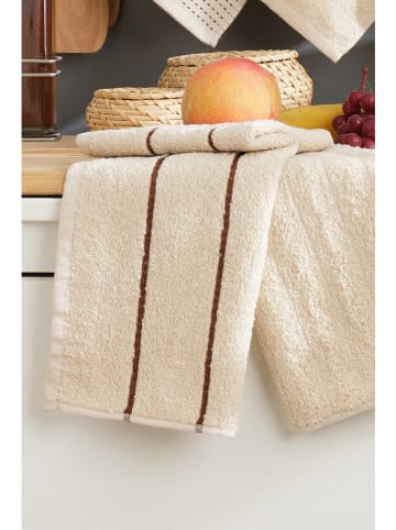 Elizabed 6-delige set: washandjes crème/bruin