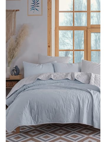Elizabed 3-delige bedspreiset "Solid" lichtblauw/lichtgrijs