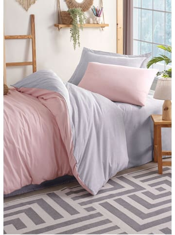 Elizabed Bettwäsche-Set in Rosa/ Hellgrau