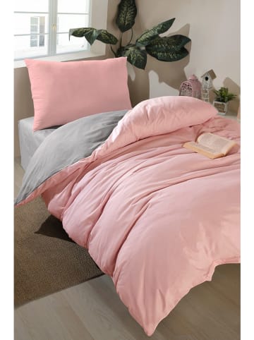 Elizabed Bettwäsche-Set in Rosa/ Hellgrau