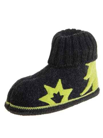 kitz-pichler Pantoffels "Leon" antraciet/lichtgroen