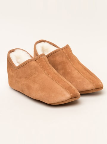 kitz-pichler Skórzane bambosze "Aladin" w kolorze jasnobrązowym