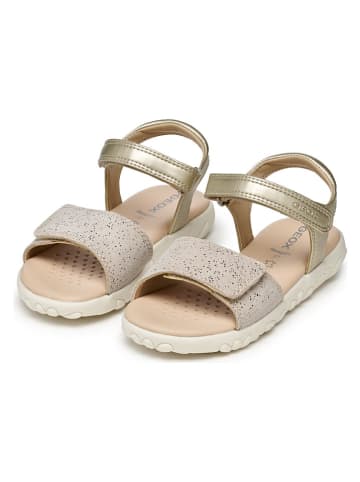 Geox Leren sandalen "Haiti" beige/goudkleurig