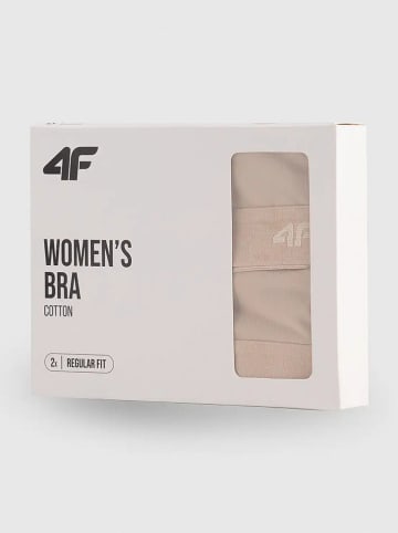 4F Biustonosze sportowe (2 szt.) w kolorze beżowym