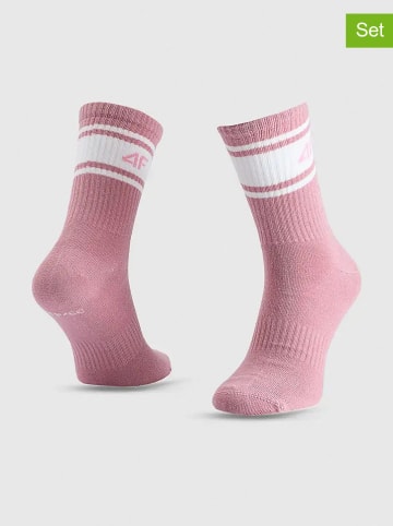 4F Skarpety (3 pary) w kolorze beżowo-jasnoróżowym