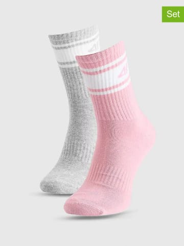 4F Skarpety (3 pary) w kolorze jasnoróżowo-szarym
