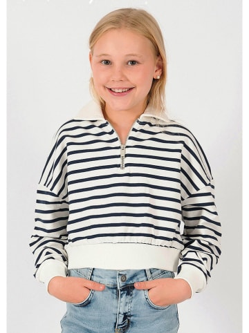 Blue Effect Sweatshirt in Weiß/ Dunkelblau